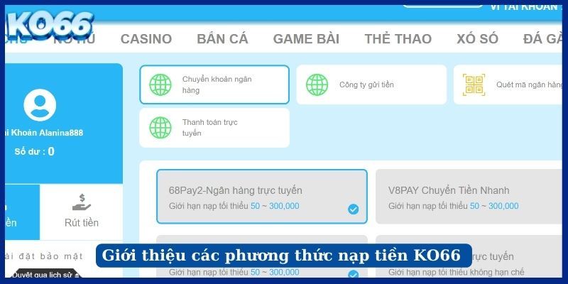 Các phương thức giao dịch phổ biến Ko66 cung cấp